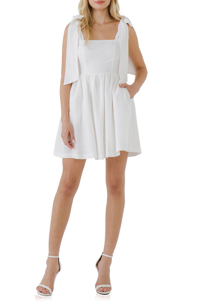 Endless Rose Bow Strap Sundress, Main, color, White