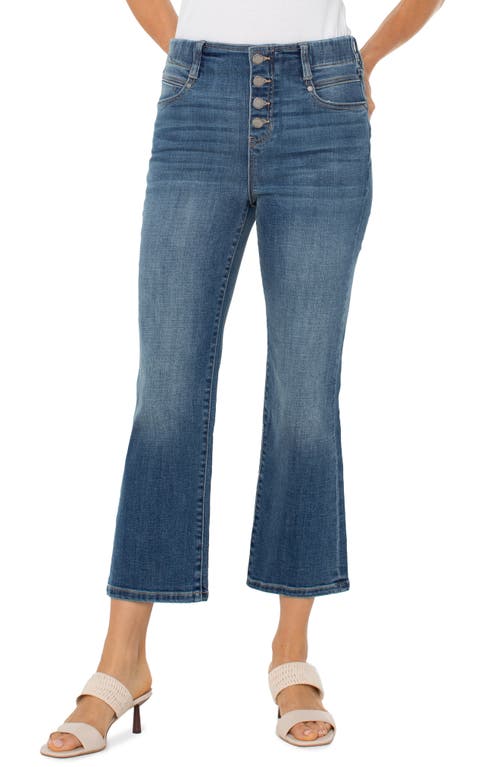 Shop Liverpool Los Angeles Gia Glider Exposed Button Crop Flare Jeans In Neola