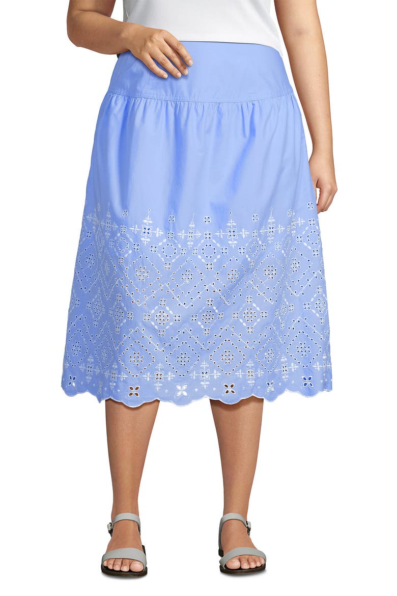 Plus Size Poplin Drop Waist Midi Skirt - Set Bottom, Main, color, Light Sea Blue