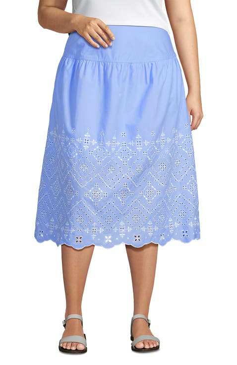 Poplin Drop Waist Midi Skirt
