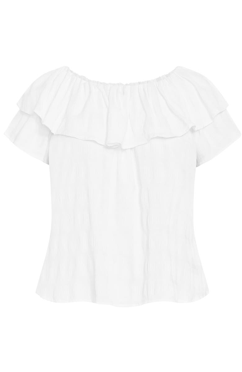 City Chic Christy Off the Shoulder Ruffle Top, Alternate, color, White