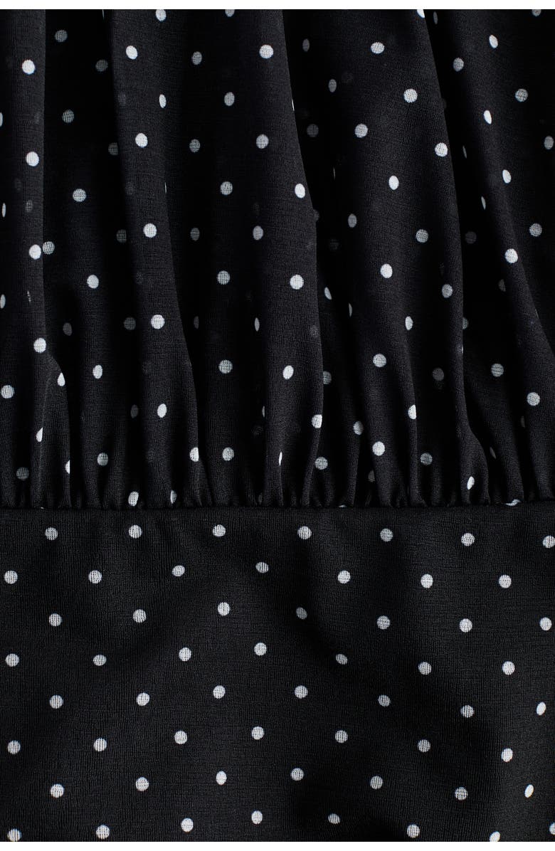 H&M Printed Mini Dress, Alternate, color, Black/Polka Dot