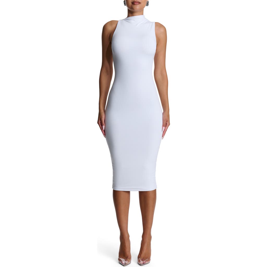 Naked Wardrobe Smooth Sleeveless Midi Dress In White