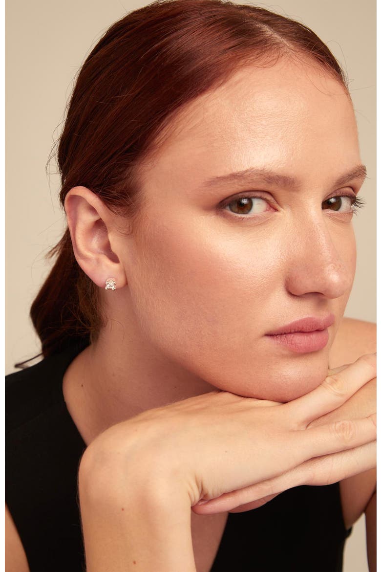 Zircon Stud Earrings, Alternate, color, Silver