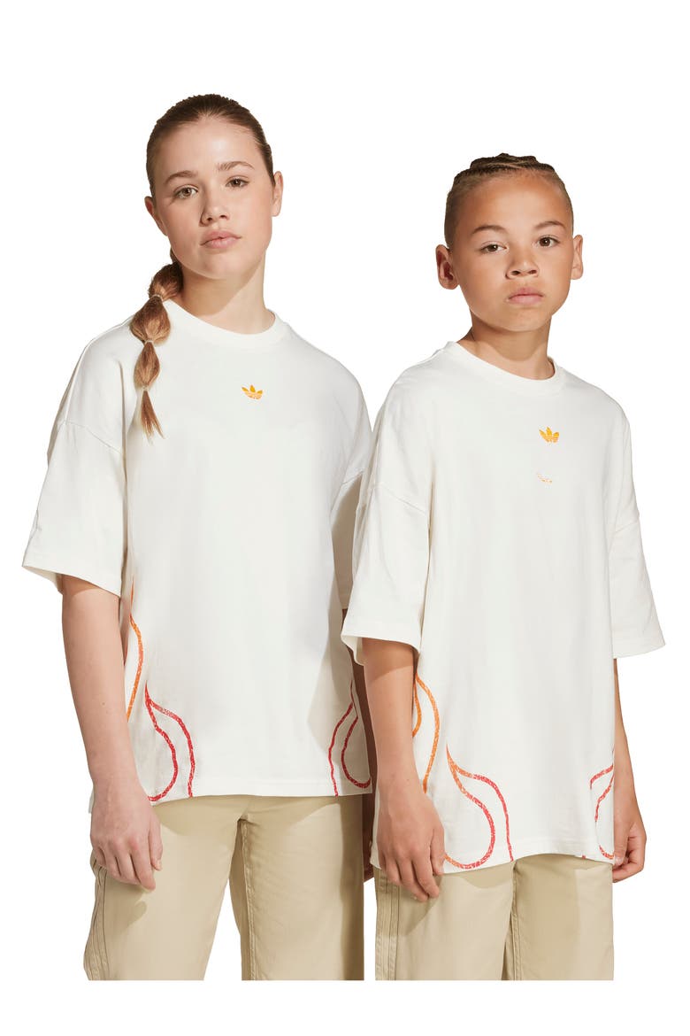 Kids' Flame Cotton T-Shirt, Alternate, color, OFF-WHITE