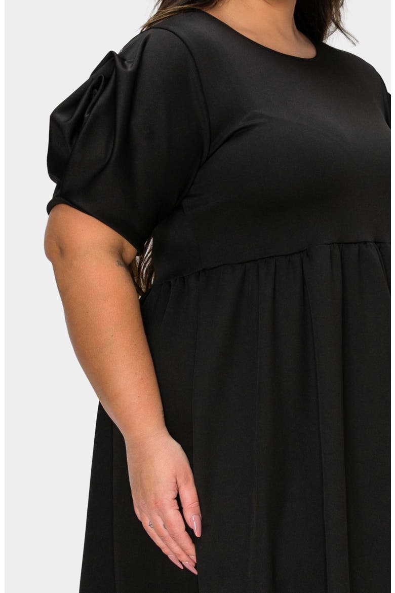 Rosie Florette Puff Sleeve Midi Dress, Alternate, color, BLACK