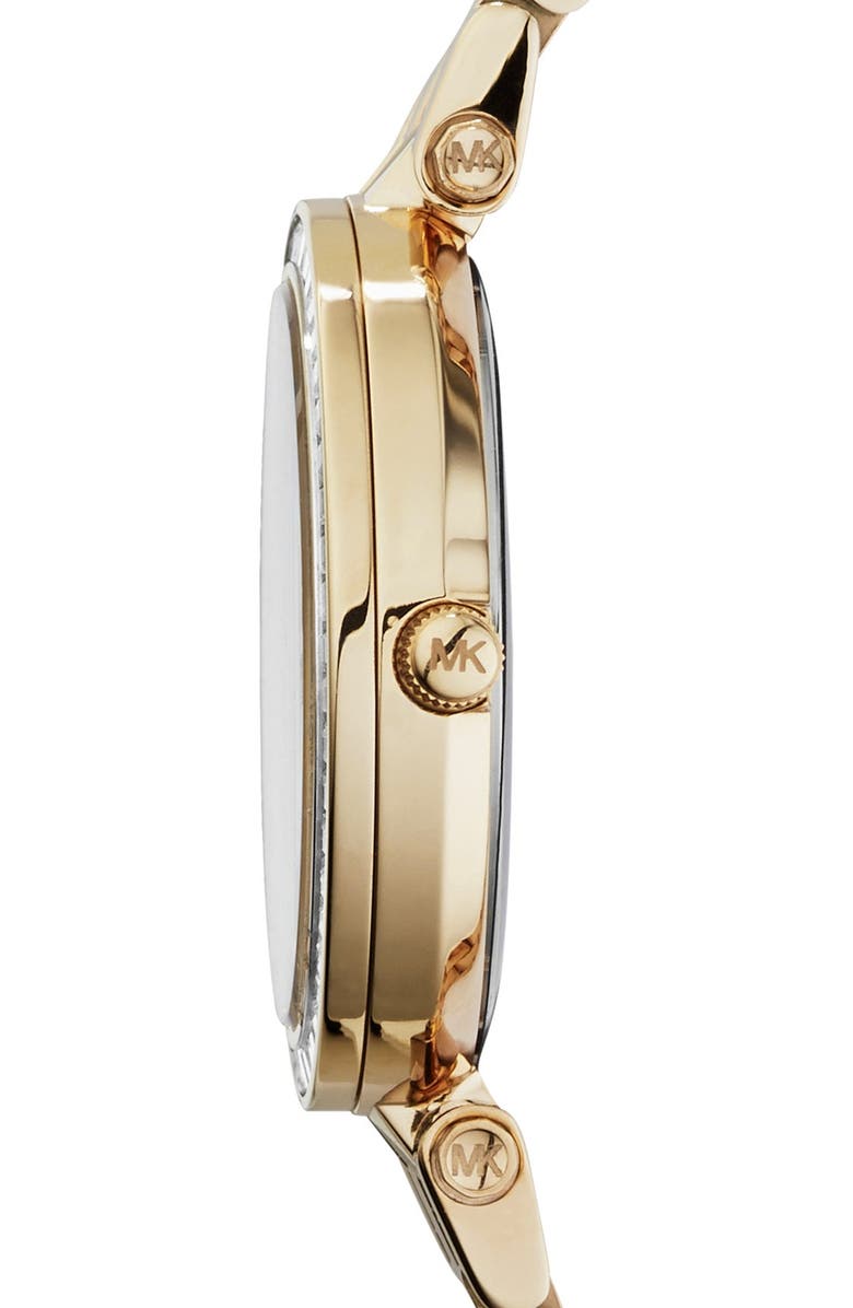 Michael Kors 'Mini Darci' Round Bracelet Watch, 33mm, Alternate, color, Gold