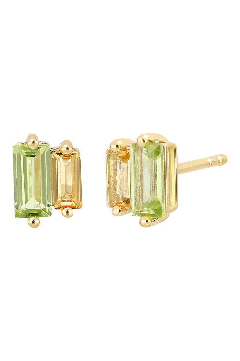 14k Gold Peridot & Citrine Stud Earrings, Main, color, YELLOW