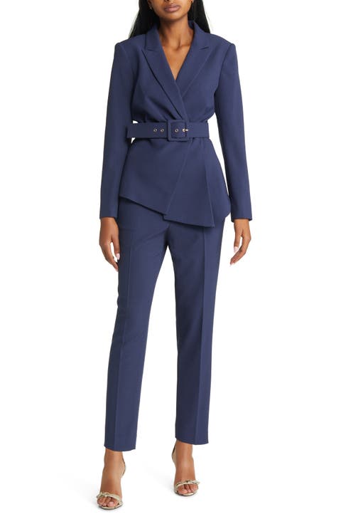 Peak Lapel Belted Blazer & Pants Set