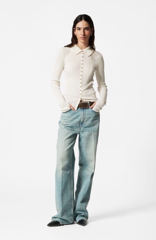 & OTHER STORIES & OTHER STORIES WOOL BLEND RIB BUTTON-UP TOP 