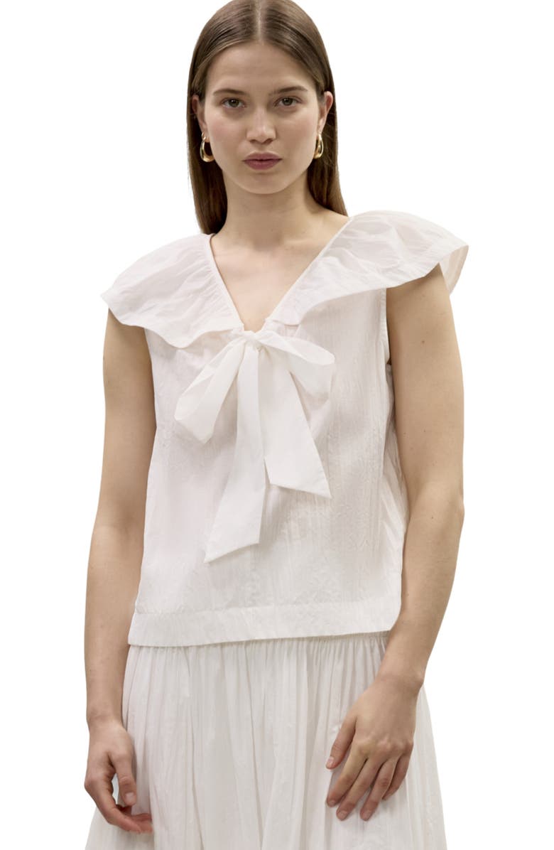Rebecca Taylor Marietta Crinkle Top, Main, color, Milk