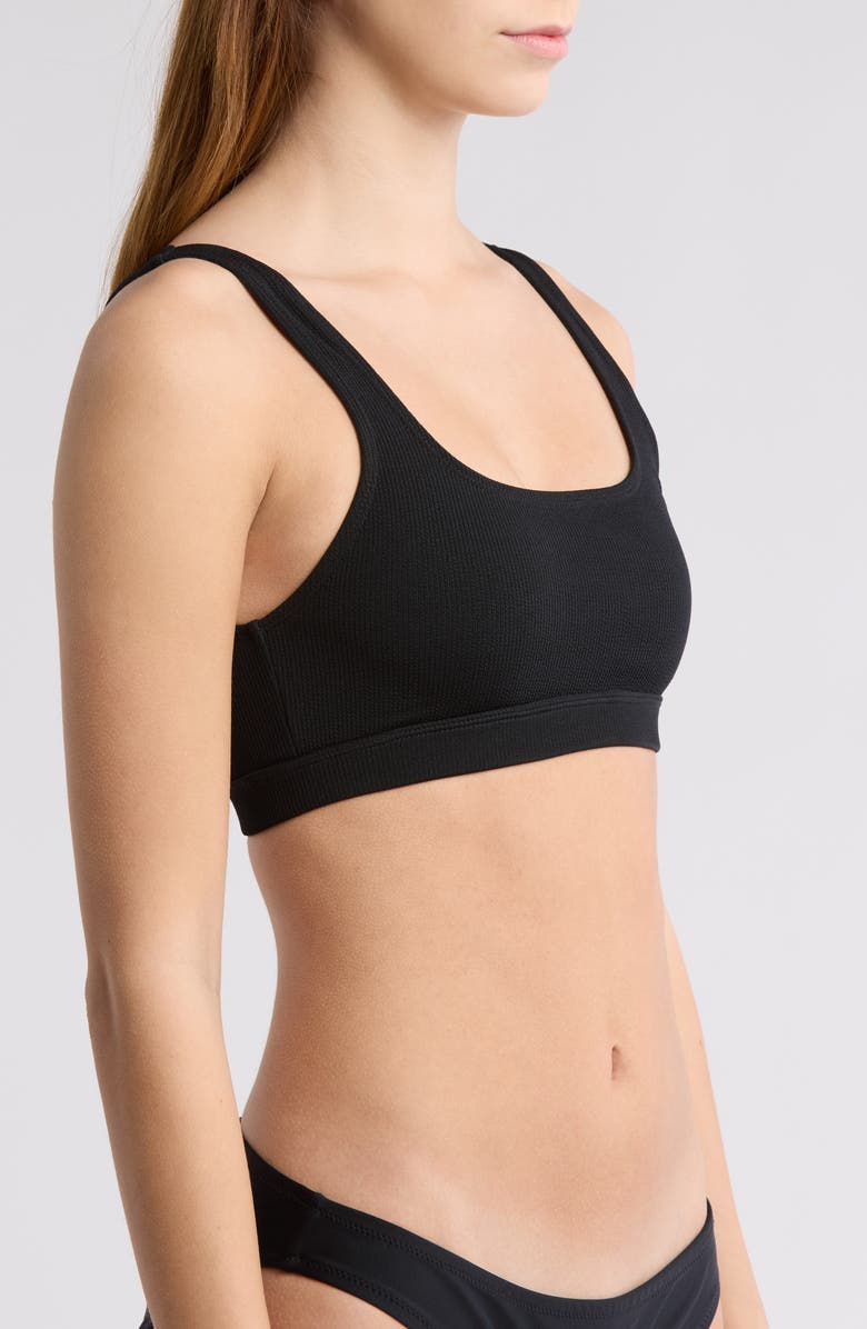 Topshop Crop Rib Bikini Top, Alternate, color, Black