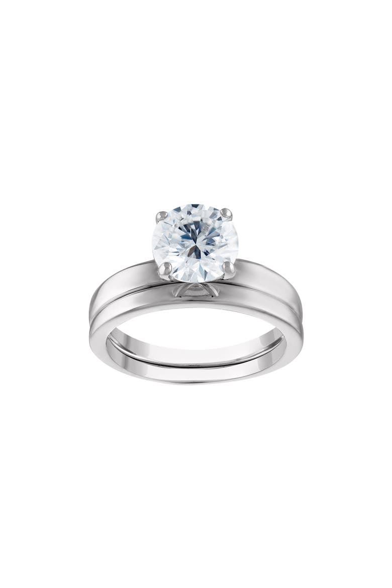 Sterling Silver Created Moissanite Engagement Ring, Main, color, SILVER