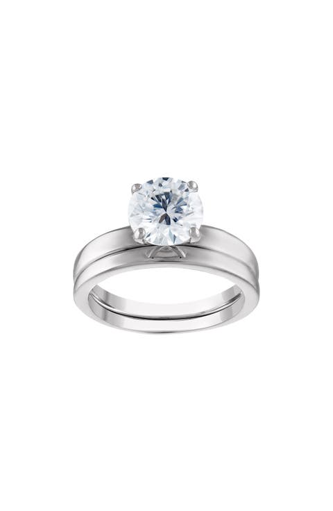 Sterling Silver Created Moissanite Engagement Ring
