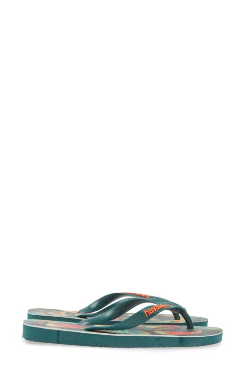 Havaianas X Farm Rio Parrot Floral Flip Flop In Pantanal Green