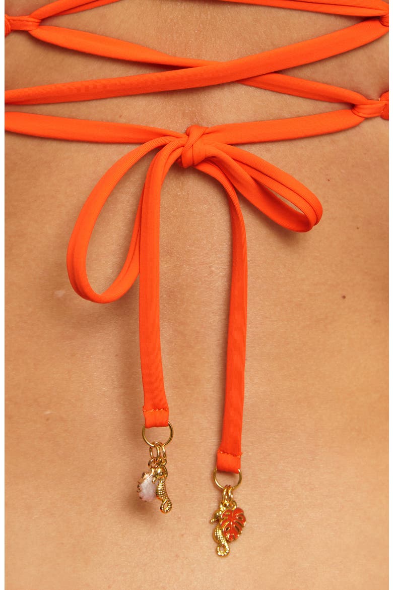 'Janice' High Neck Halter Bikini Top, Alternate, color, TANGELO