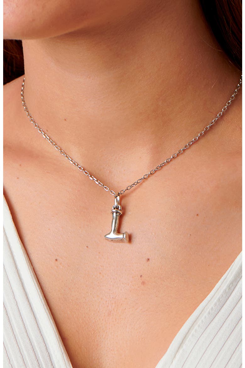 Sterling Silver-Plated Letter L Charm, Alternate, color, Silver