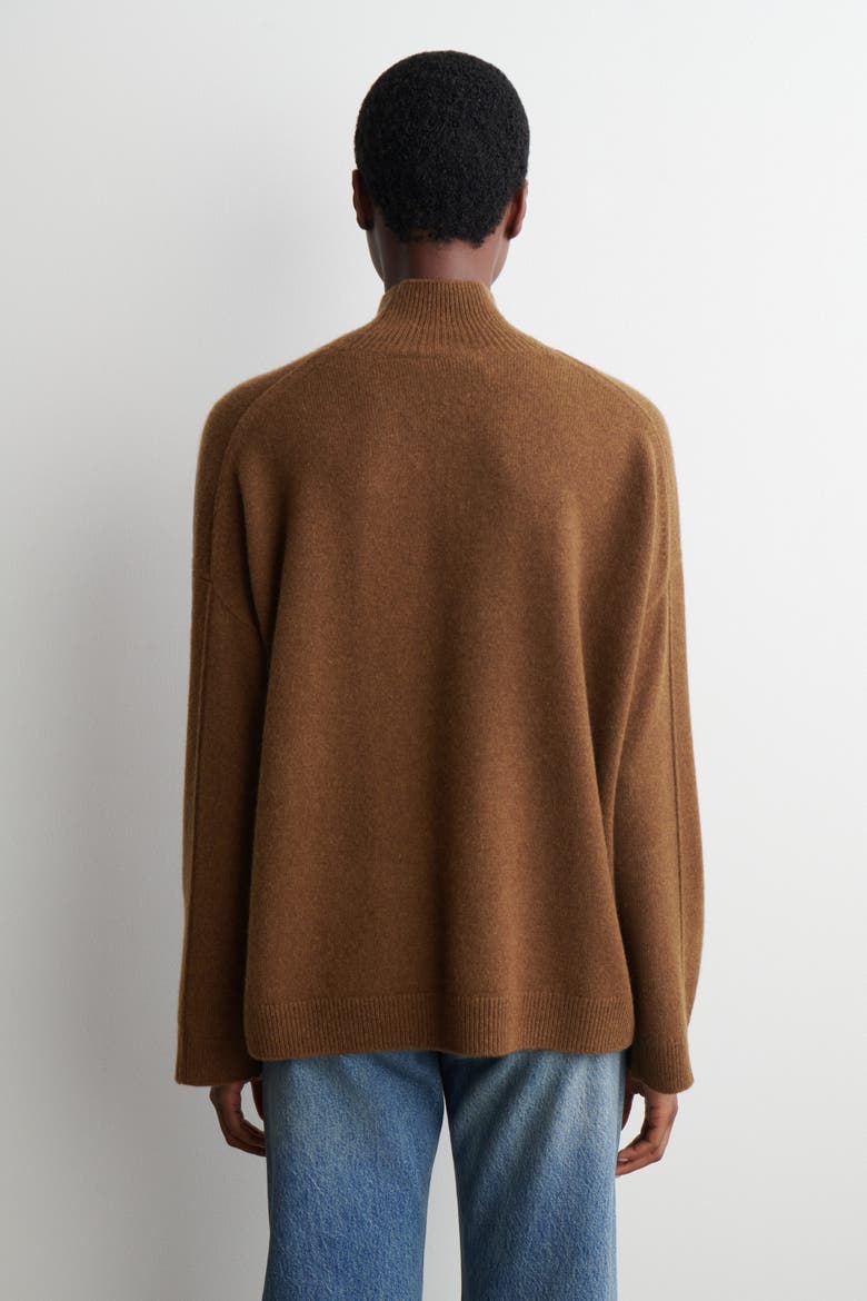 Cashmere Mock-Neck Sweater, Alternate, color, BROWN MÉLANGE