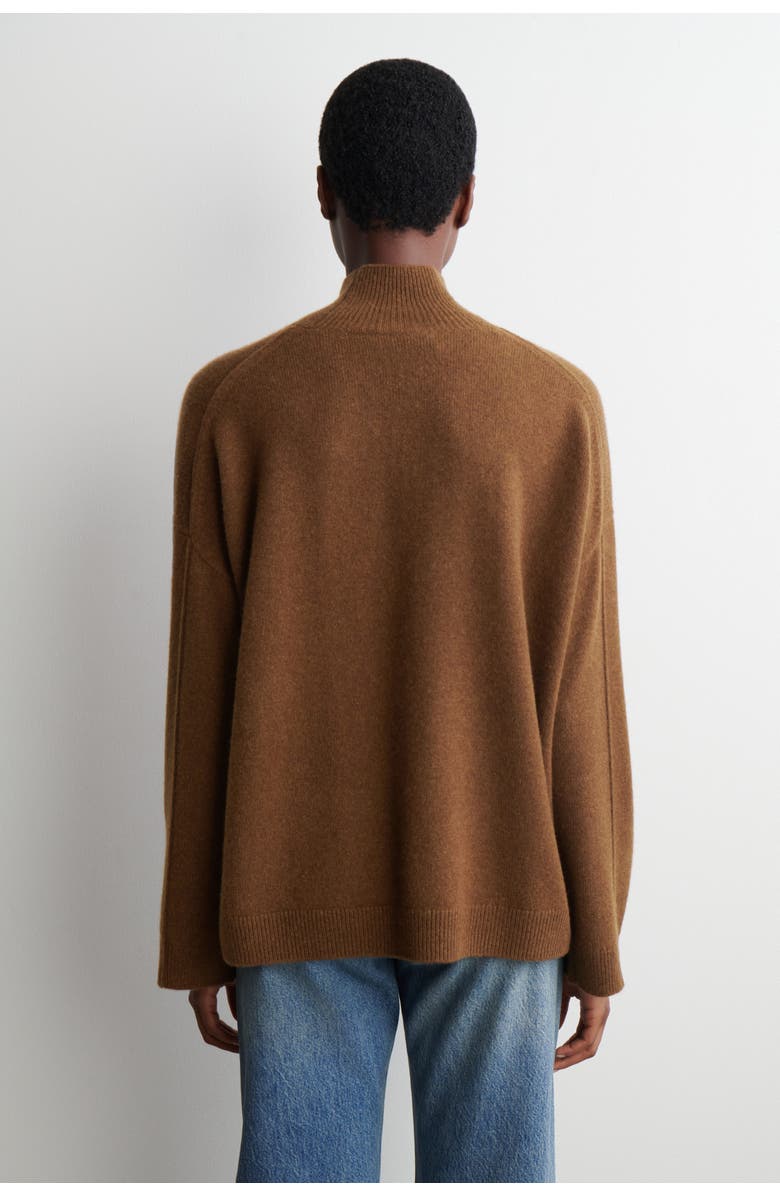 COS Cashmere Mock-Neck Sweater, Alternate, color, Brown Mélange