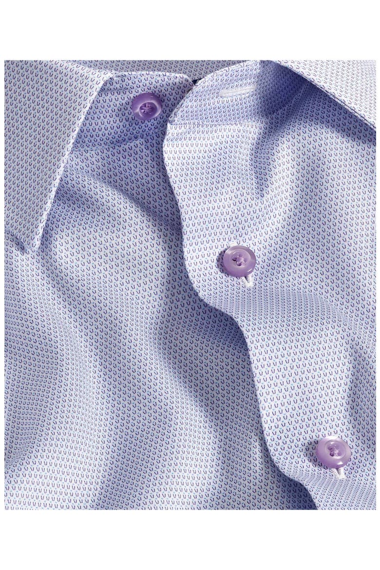 Slim Fit Micro Print Cotton Dress Shirt, Alternate, color, WHITE/ PURPLE