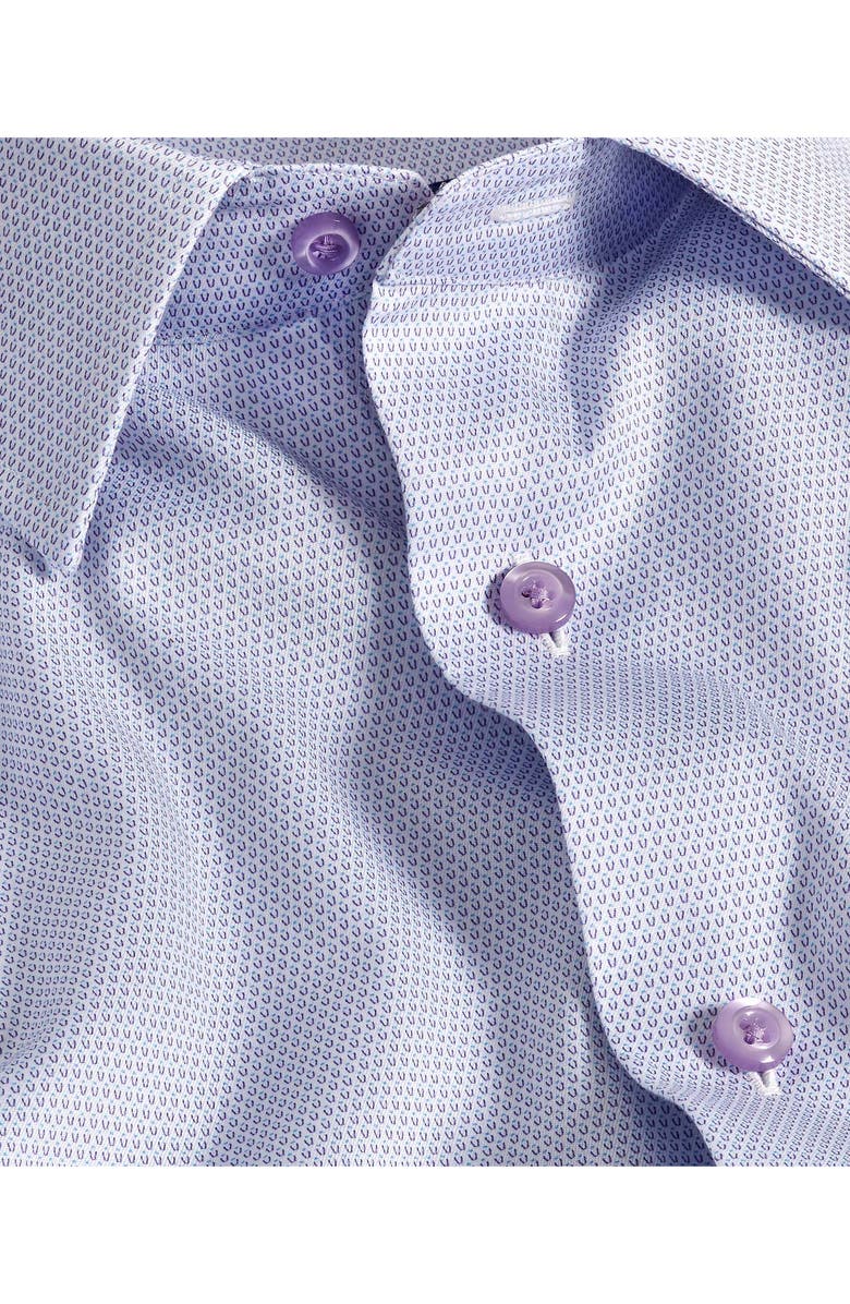 David Donahue Slim Fit Micro Print Cotton Dress Shirt, Alternate, color, White/ Purple
