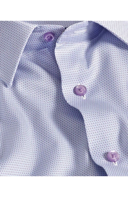David Donahue Slim Fit Micro Print Cotton Dress Shirt In Blue