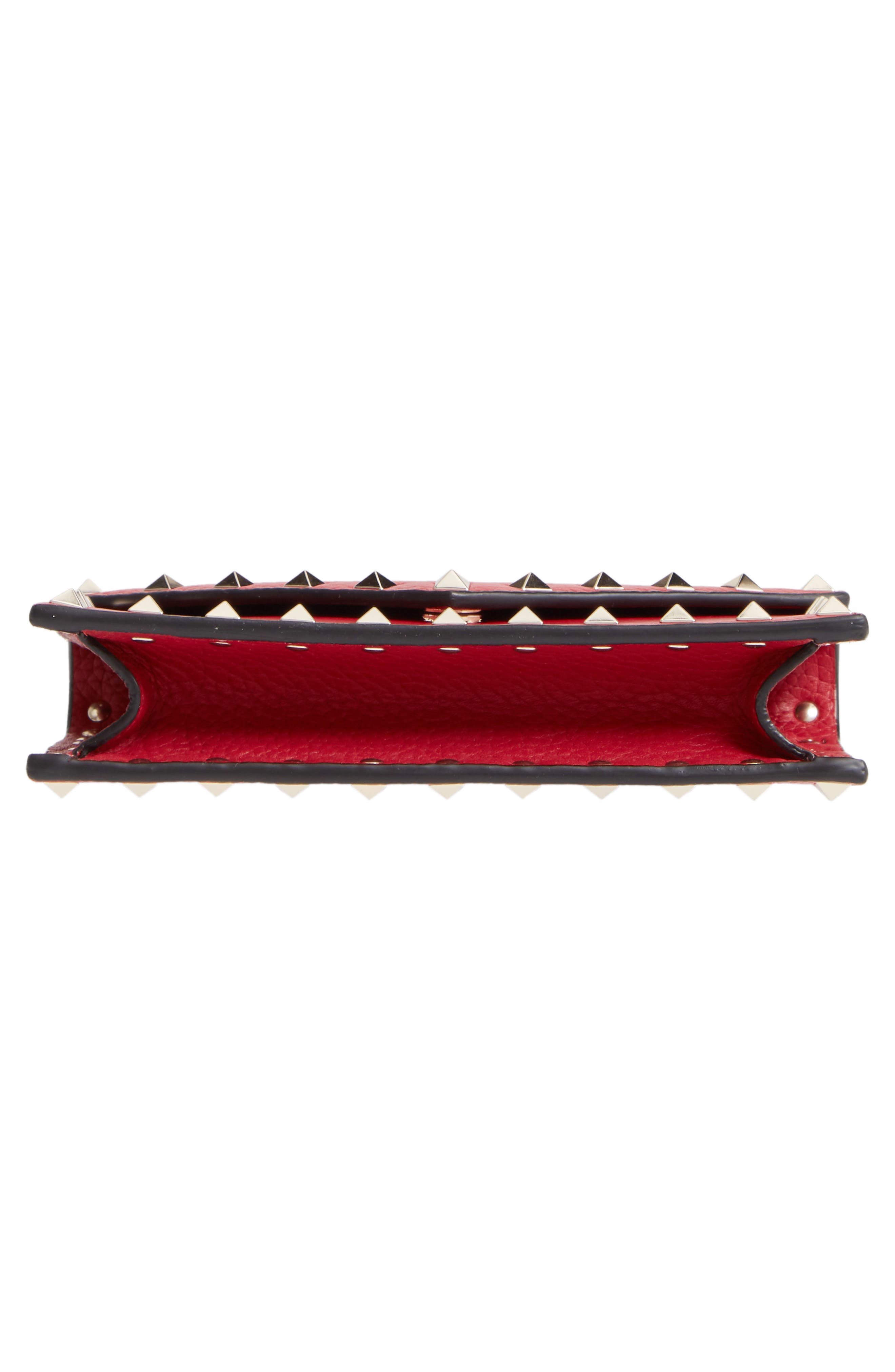 Rockstud Calfskin Leather Envelope Pouch, Alternate, color, ROSSO V