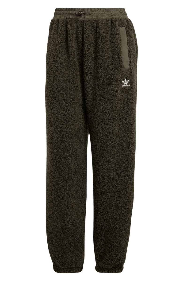 adidas Originals Recycled Polyester Teddy Fleece Track Pants, Alternate, color, Shadow Olive