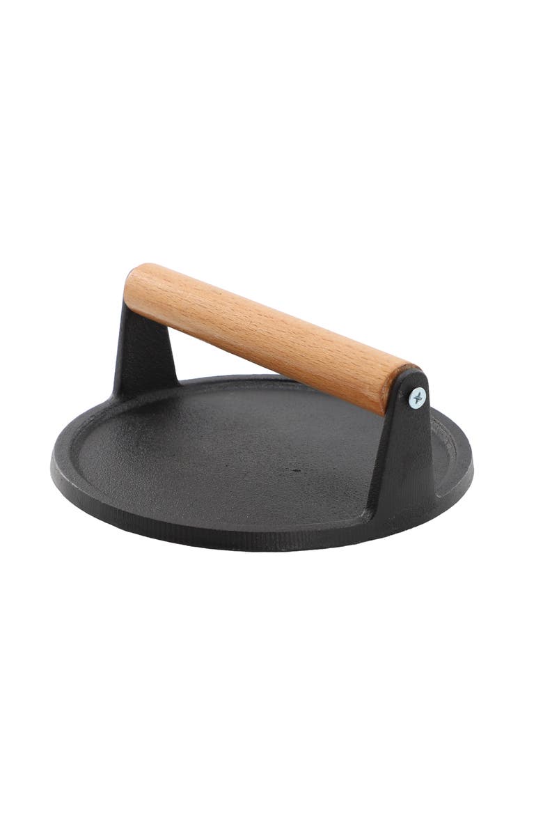 7.5 Inch Round Heavy Duty Cast Iron Grill Press, Main, color, Black