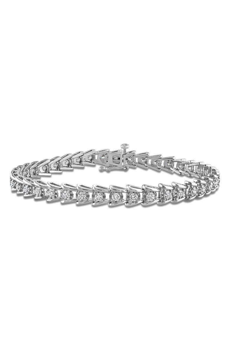 Created Forever Sterling Silver Lab Grown Diamond Tennis Bracelet, Main, color, Silver