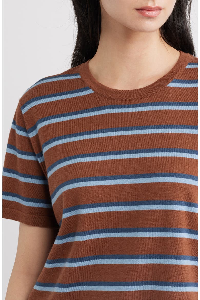 Stripe Cotton & Cashmere T-Shirt, Alternate, color, MOCHA STRIPE