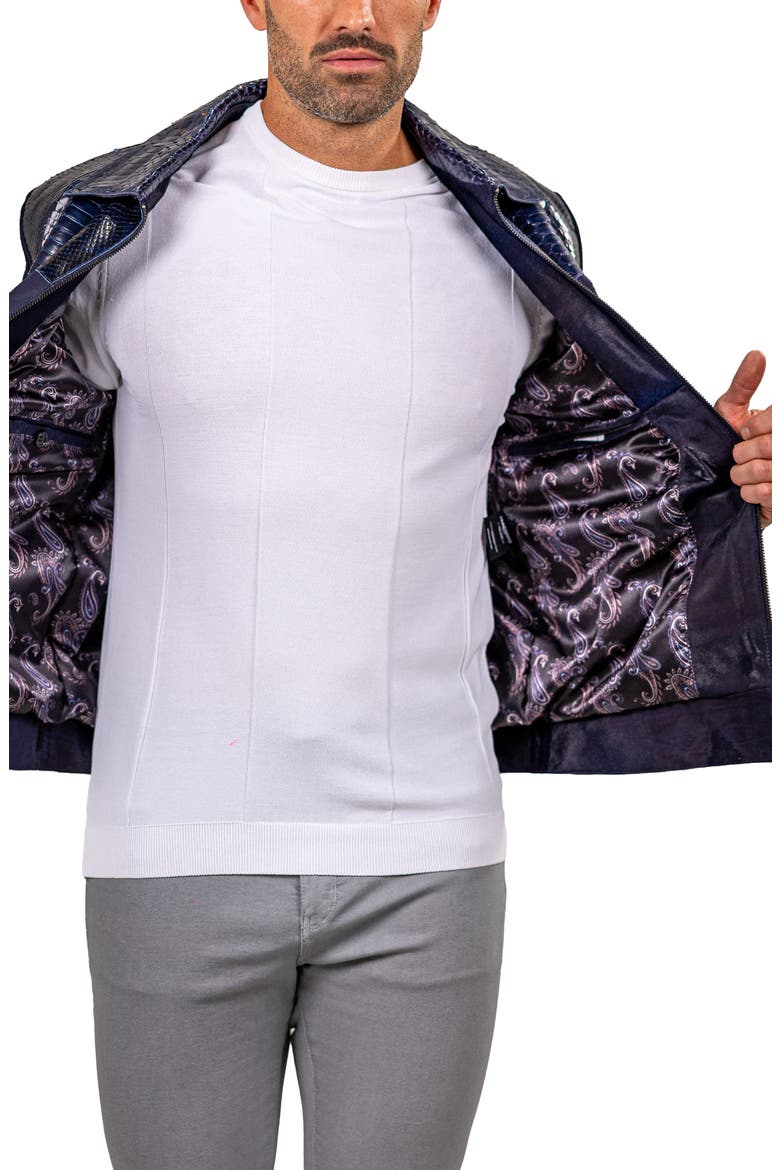 Leather Jacket, Alternate, color, BLACK/ BLUE