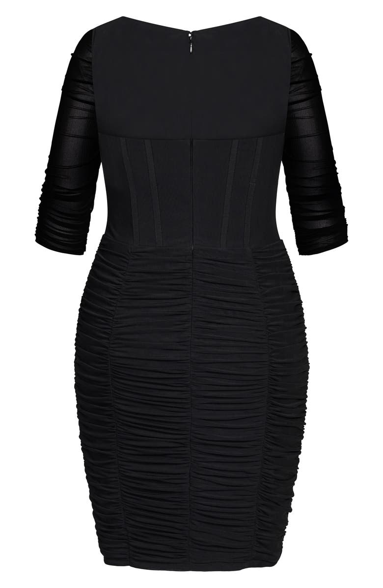 City Chic Bustier Ruched Dress, Alternate, color, Black