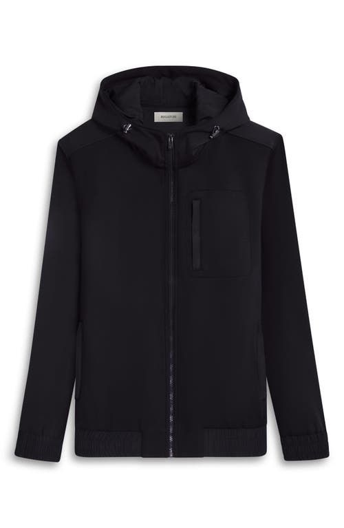 Bugatchi Hooded Long Sleeve Knit Top In Black