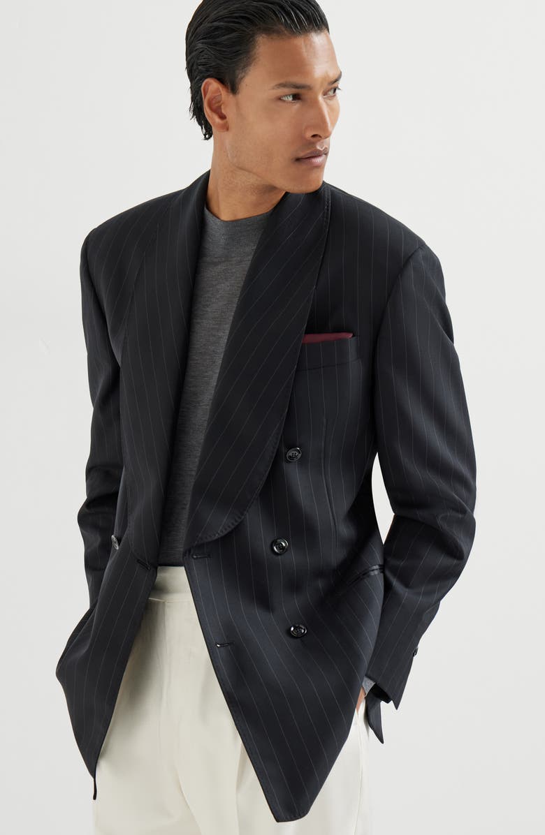 Brunello Cucinelli Tuxedo Jacket, Alternate, color, Black