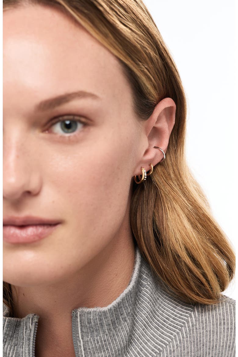 Toda Two-Tone Double Hoop Earrings, Alternate, color, GOLD / SILVER