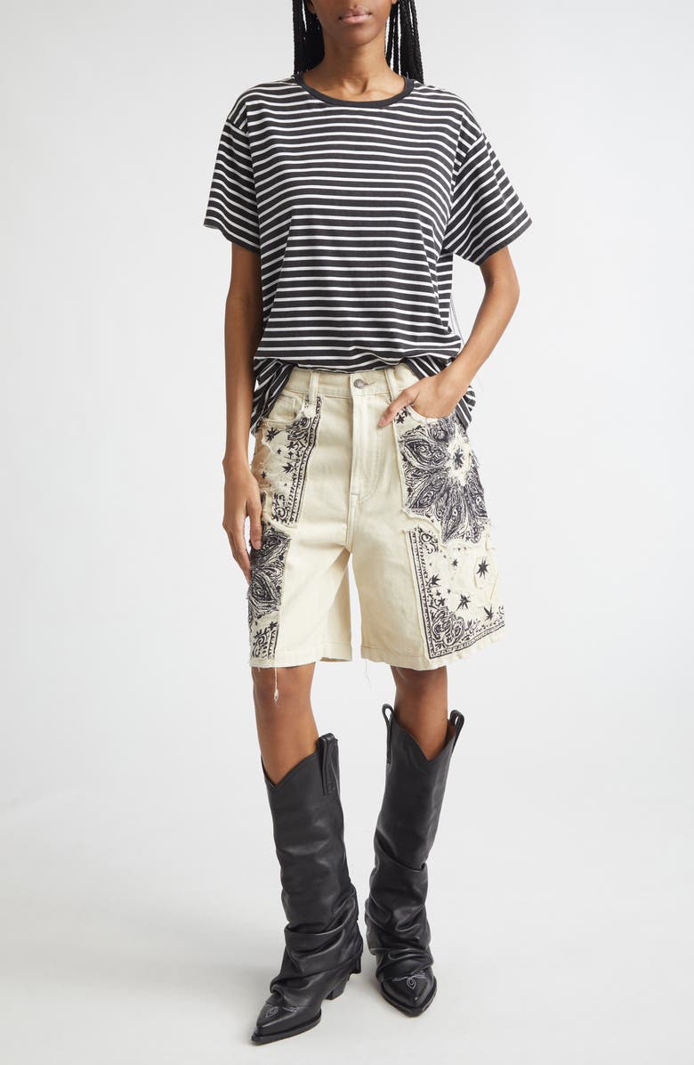 R13 Stripe T-Shirt, Alternate, color, Black With White Stripe