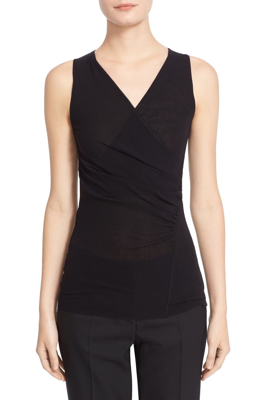 Fuzzi Surplice Tulle Mesh Tank (Women) | Nordstrom