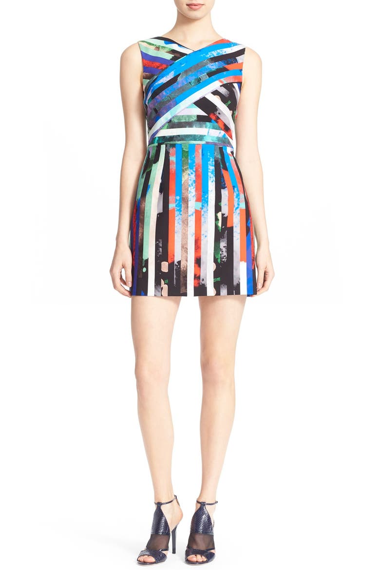 'Allison' Stripe Minidress, Main, color, BLUE MULTI