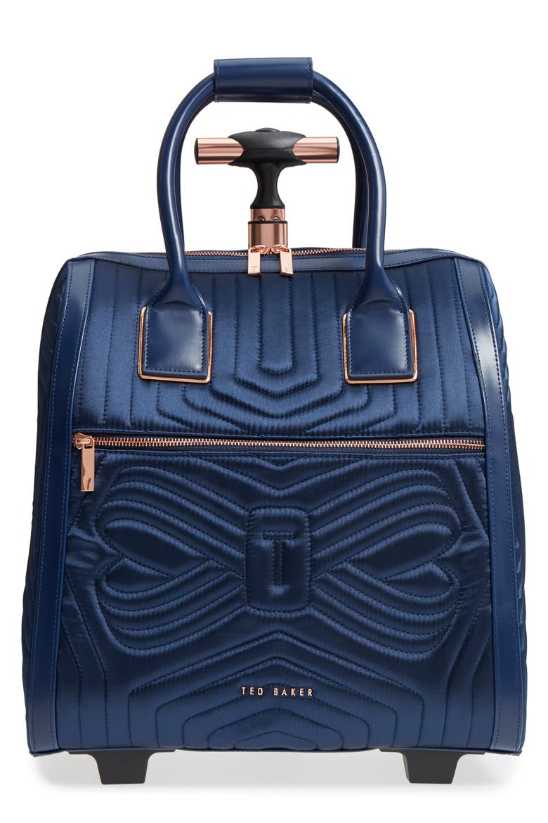 Anisee Quilted Wheeled Travel Bag, Main, color, NAVY