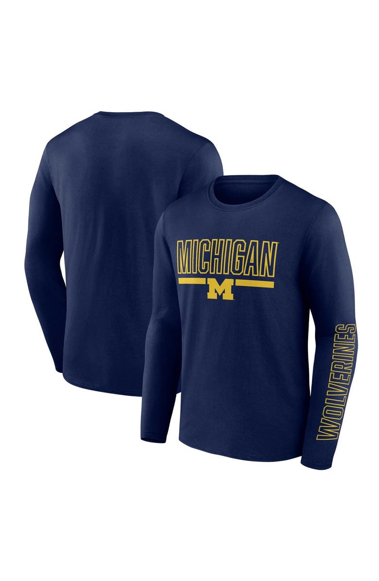 PROFILE Men's Profile Navy Michigan Wolverines Big & Tall Two-Hit Graphic Long Sleeve T-Shirt, Main, color, Navy