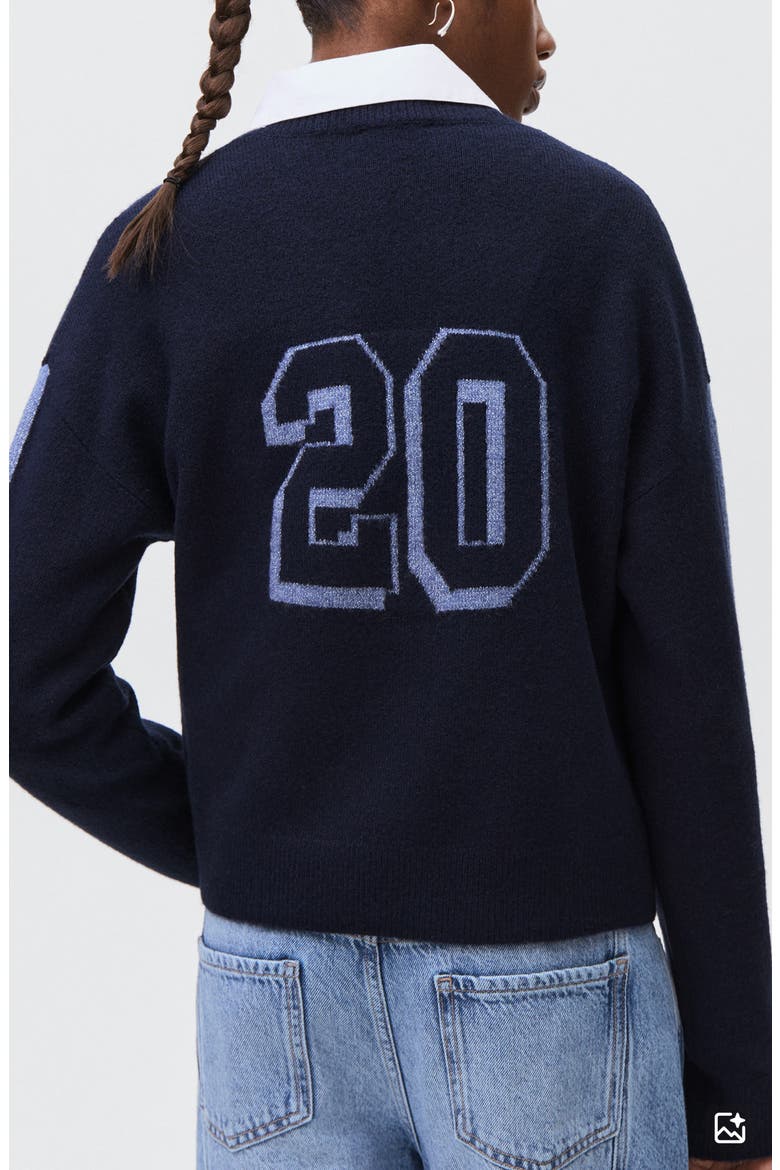 Stripe Intarsia Knit Sweater, Alternate, color, NAVY