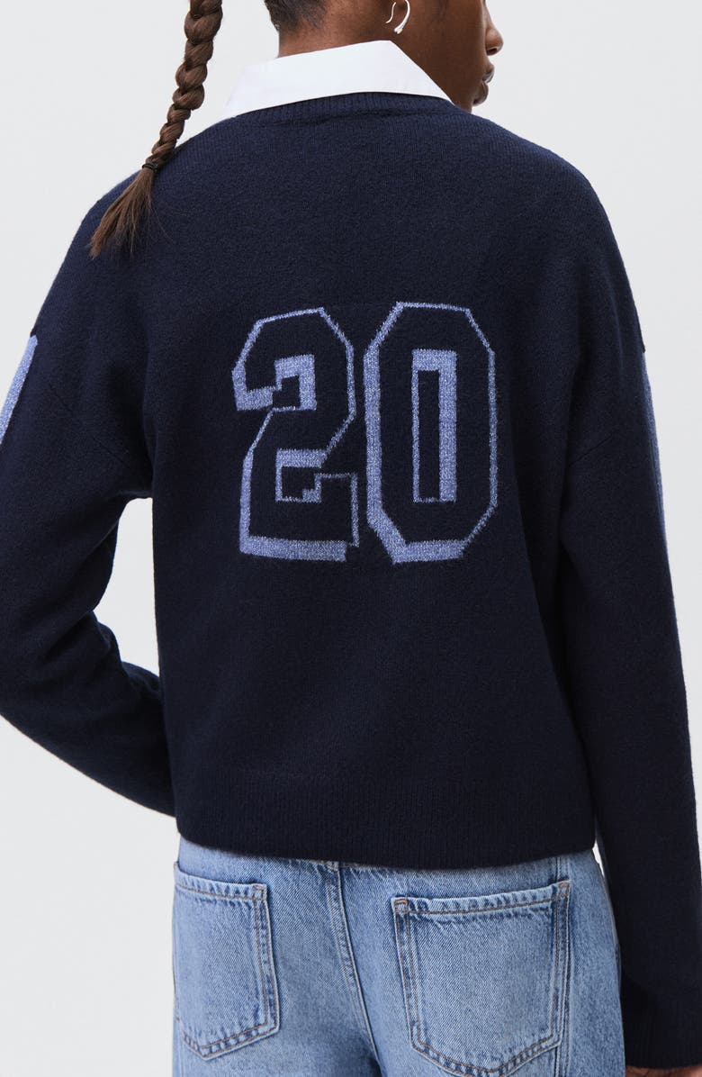 MANGO TEEN Stripe Intarsia Knit Sweater, Alternate, color, Navy