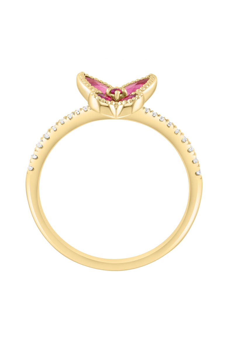 Diamond & Ruby Butterfly Ring, Alternate, color, RED