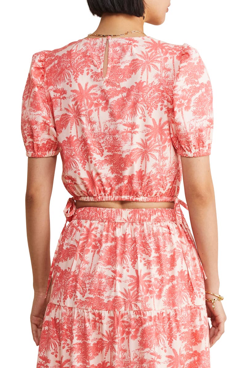 vineyard vines Palm Print Puff Sleeve Top, Alternate, color, 