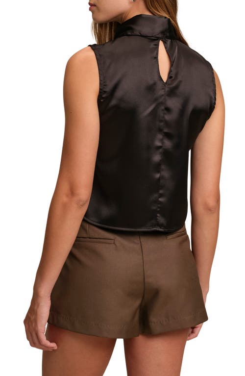 Deluc Corey Sleeveless Satin Tie Neck Top In Multi