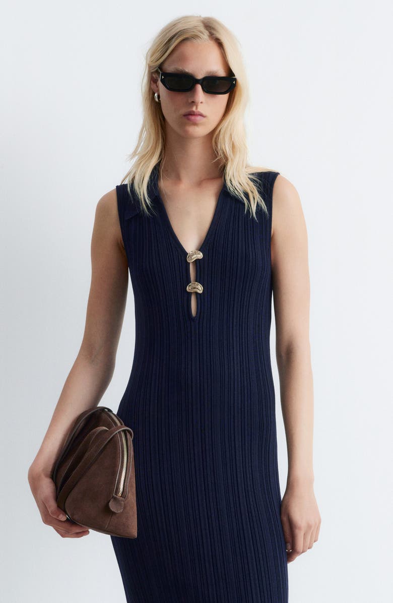 & Other Stories Sleeveless Rib Midi Sweater Dress, Alternate, color, Blue Dark