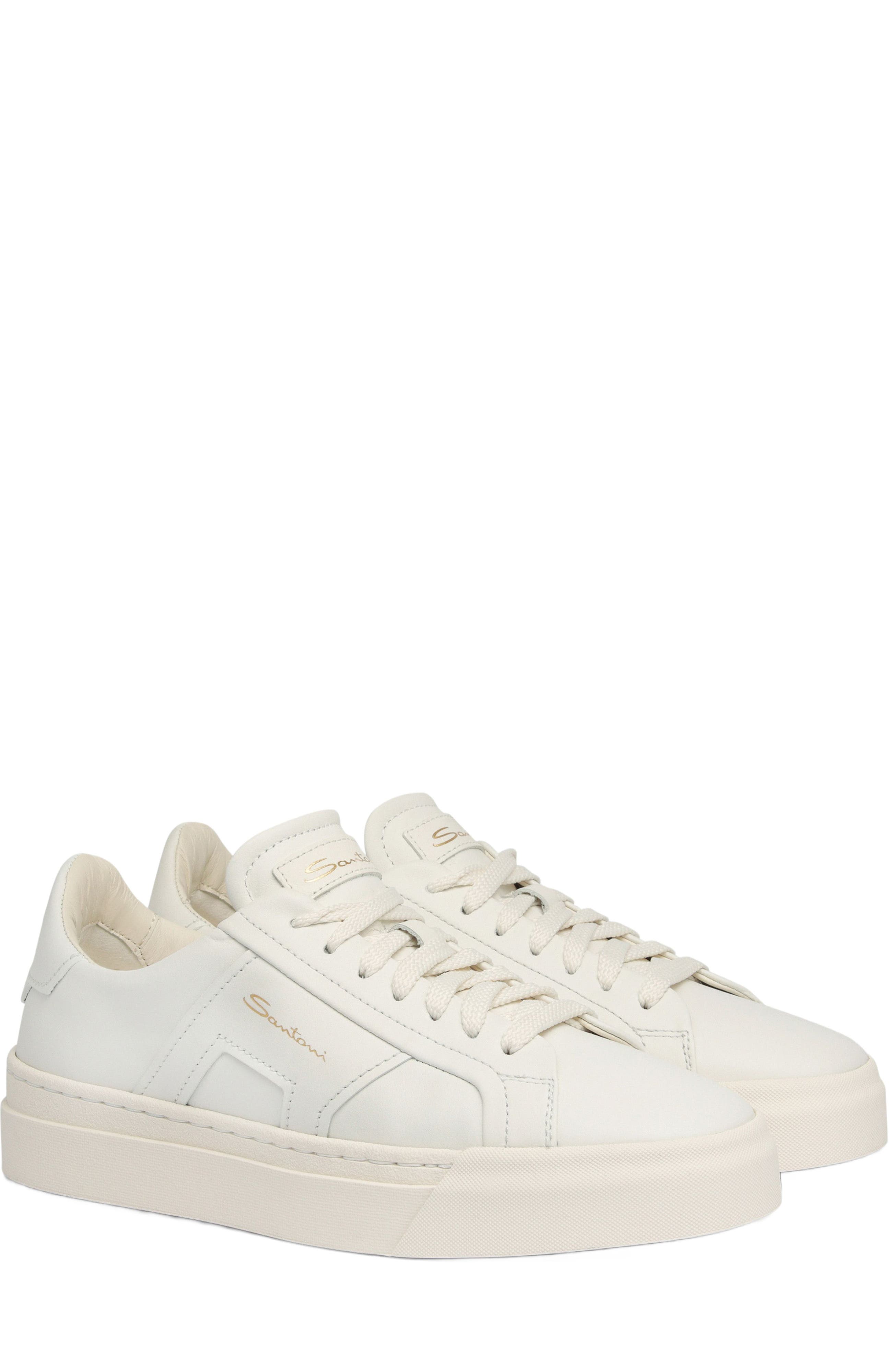 Santoni Women's DBS Double Buckle Sneaker, Alternate, color, White