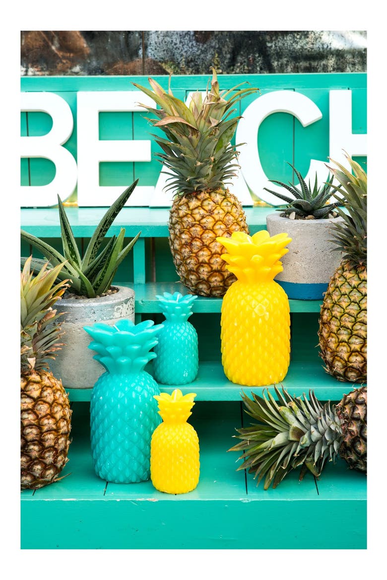 'Small' Pineapple Candle, Alternate, color, TURQUOISE