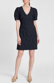 Santorelli Bianca Shift Dress in Abstract Jacquard